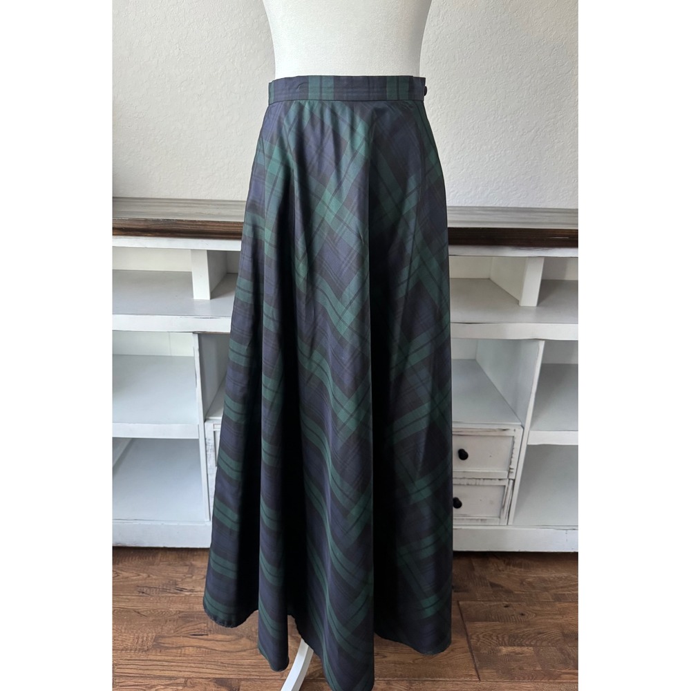Talbots Taffeta Tartan Plaid Maxi Skirt 100% Silk Christmas Holiday Size 4 - Picture 2 of 8